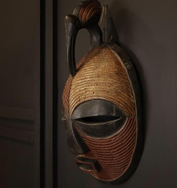 Handcrafted Wooden African Mask Circular Face