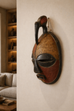 Handcrafted Wooden African Mask Circular Face