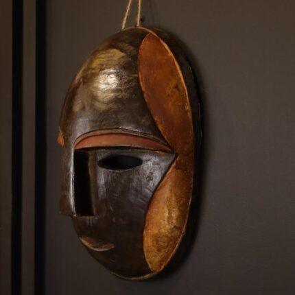 Handcrafted African Mask Dark Face with Yellow Cheeks