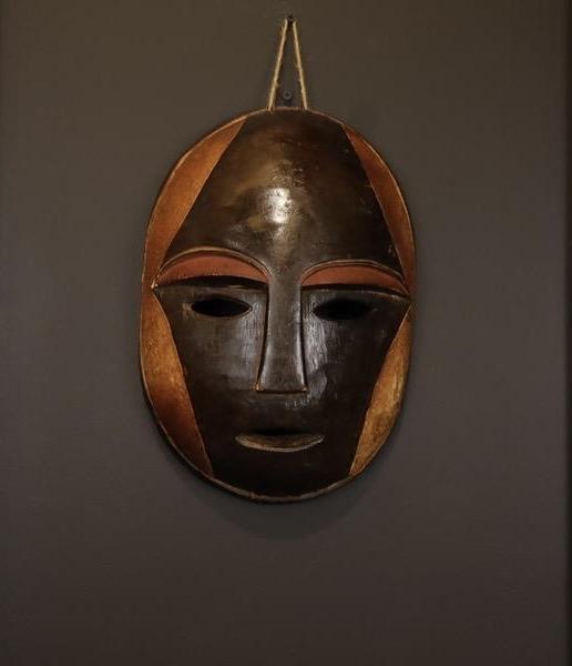 Handcrafted African Mask Dark Face with Yellow Cheeks