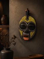 Handcrafted African Mask Yellow-Green Face