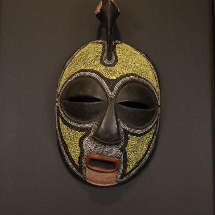 Handcrafted African Mask Yellow-Green Face