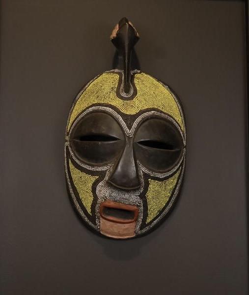 Handcrafted African Mask Yellow-Green Face