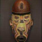 Handcrafted African Mask Yellow-Green-Brown Face