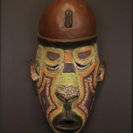 Handcrafted African Mask Yellow-Green-Brown Face