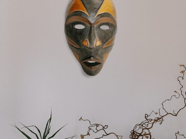 Handcrafted African Wooden Conus Shaped Face Mask