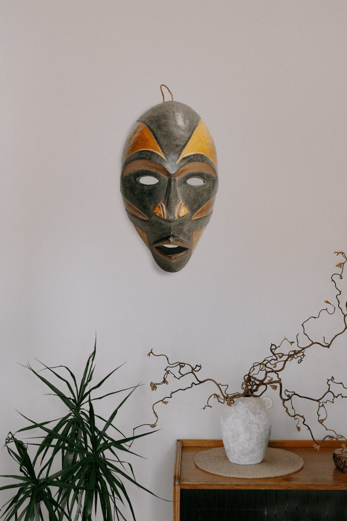 Handcrafted African Wooden Conus Shaped Face Mask
