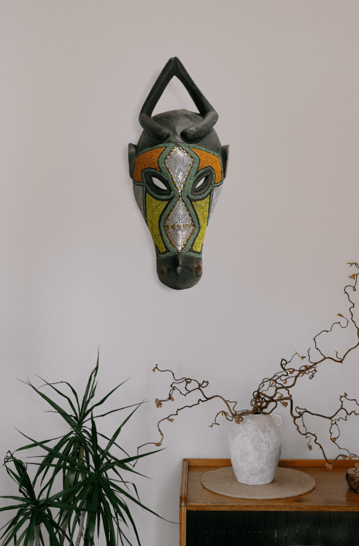 Handcrafted African Mask Long Striking Face