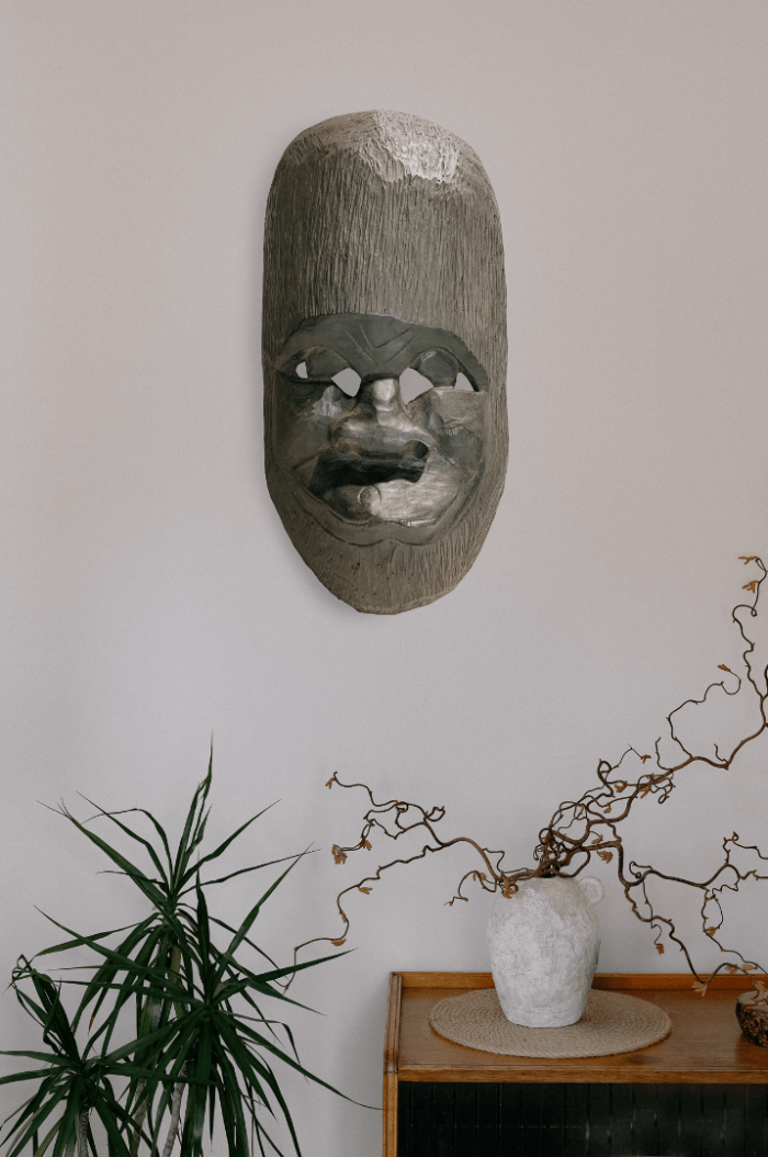 Handcrafted African Mask Wide Face And Tall Forehead