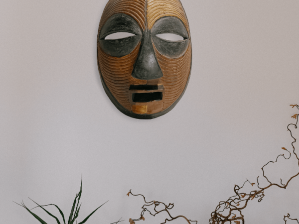 Handcrafted Wooden African Mask Circular Face