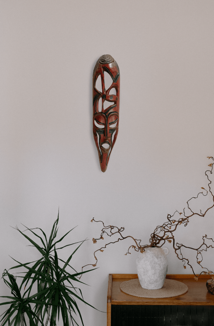 Unique Mahogany African-Inspired Wall Art