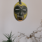 Handcrafted African Mask Yellow-Green Face