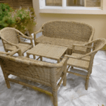 Handmade African Furniture Set - Two Chairs Vanessa-7, Two Benches, and Table