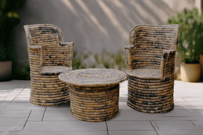 Handcrafted African Chair and Table Set Rwanda-2