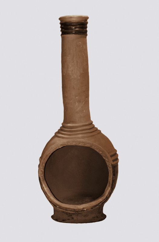 Handcrafted Outdoor Ceramic Barbecue, Circular Base with Large Wood/Charcoal Opening, Tall Chimney Firepit dimensions guide