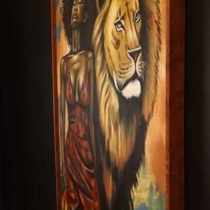 Lioness Soul – African Woman and Lion Canvas Art