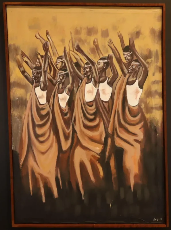 Voices of the Savannah – African Dance Framed Painting Art dimensions guide