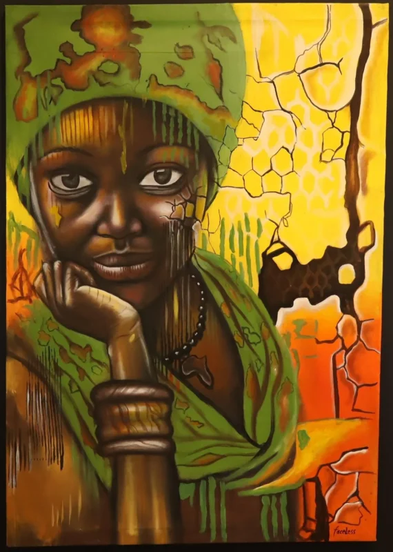 Savanna Eyes – African Girl Portrait No-Frame Painting Art dimensions guide