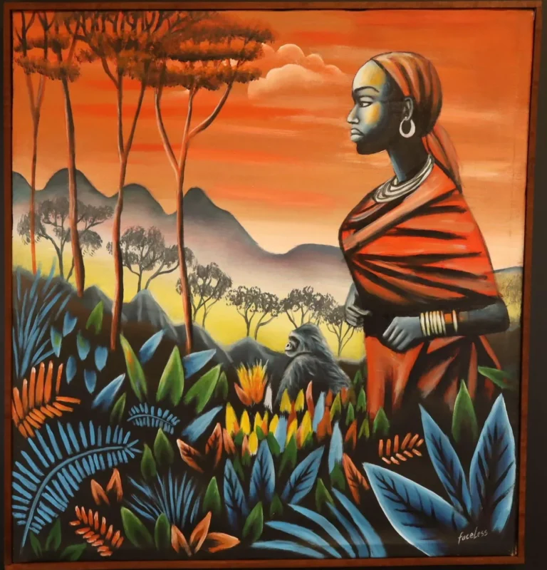 Amani of the Sunset Plains – African Woman Painting Art dimensions guide
