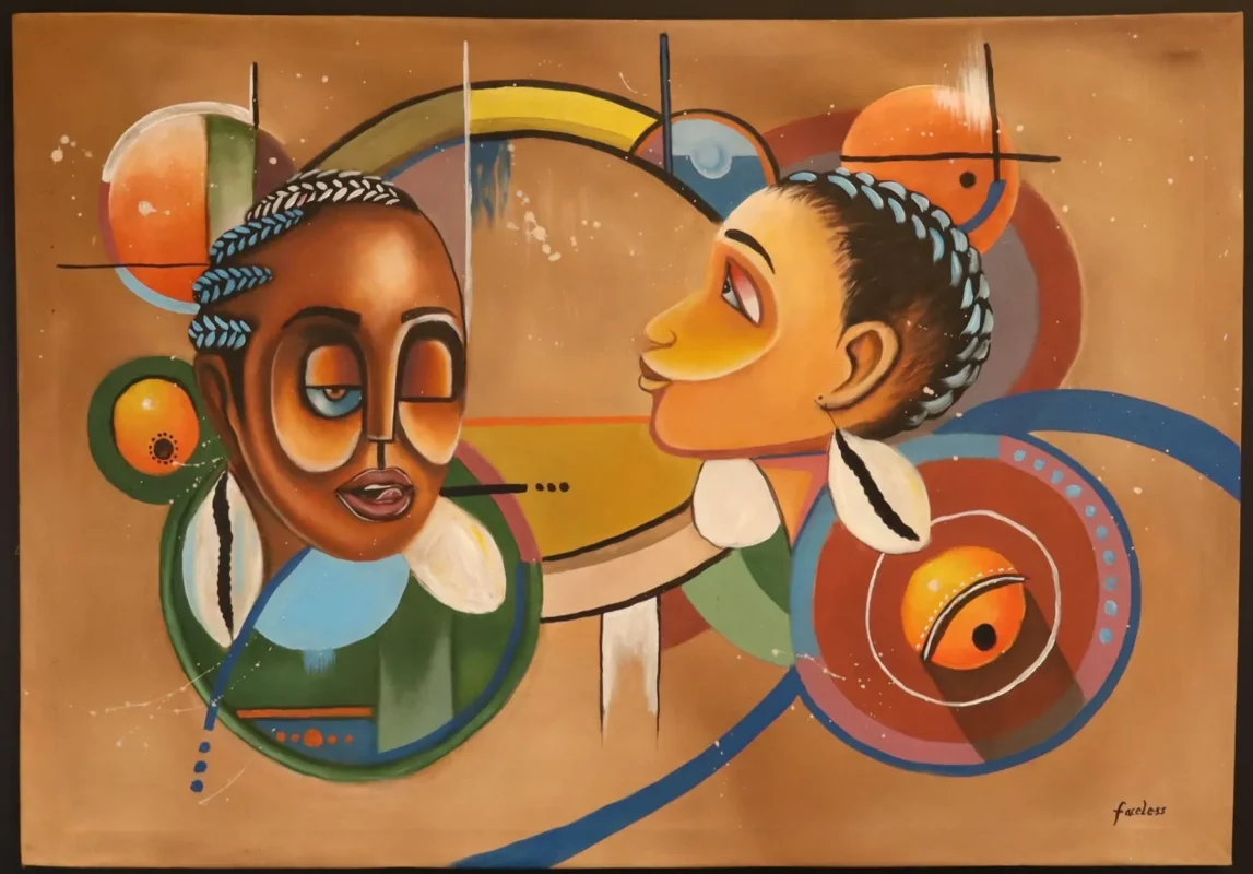 Sisterhood in Harmony – Abstract African Painting Art dimensions guide