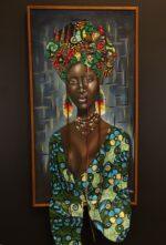 Kijani Queen – African Woman Mixed-Media Canvas Art