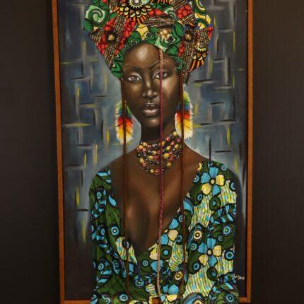 Kijani Queen – African Woman Mixed-Media Canvas Art