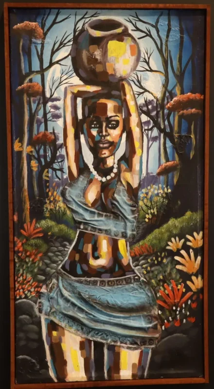 Grace of the River – African Water Bearer Framed Canvas Art dimensions guide