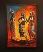 Rhythm of the Flame – African Women Dance Canvas Art