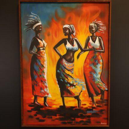 Rhythm of the Flame – African Women Dance Canvas Art