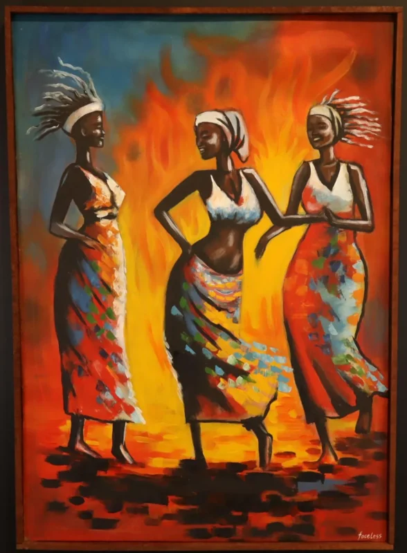 Rhythm of the Flame – African Women Dance Frame Painting Art dimensions guide