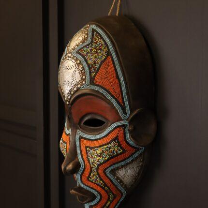 Beaded Spirit Mask – African Tribal Wall Décor