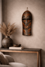 Silent Guardian Mask – African Wooden Wall Décor