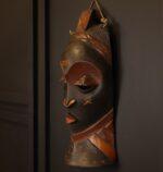 Crowned Shadow Mask – African Wooden Wall Décor