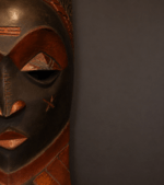 Crowned Shadow Mask – African Wooden Wall Décor
