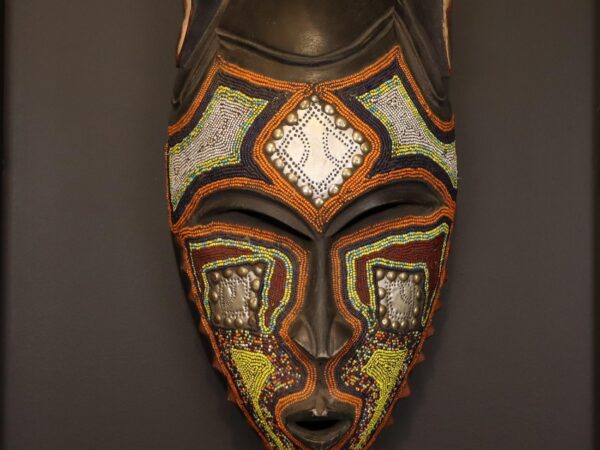 Midnight Guardian Mask – African Beaded Wall Décor