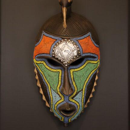 Sky Warrior Mask – African Beaded Wall Décor