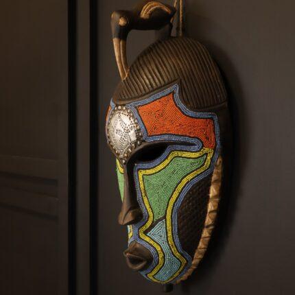 Sky Warrior Mask – African Beaded Wall Décor