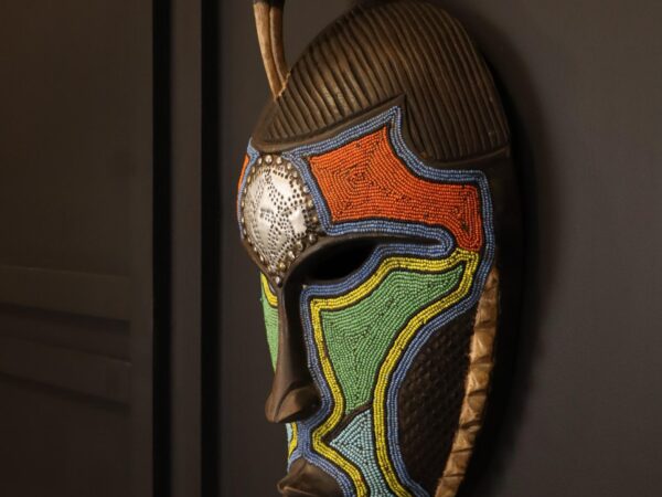 Sky Warrior Mask – African Beaded Wall Décor
