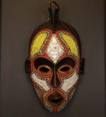 Golden Bird Guardian Mask – African Beaded Wall Décor