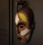 Golden Bird Guardian Mask – African Beaded Wall Décor