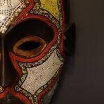 Golden Bird Guardian Mask – African Beaded Wall Décor