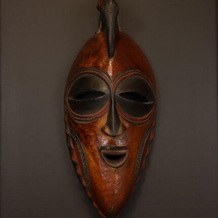 Crested Earth Spirit Mask – Hand-Carved African Wooden Wall Décor