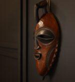 Crested Earth Spirit Mask – Hand-Carved African Wooden Wall Décor
