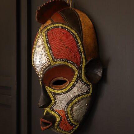 Sunfire Heritage Mask – African Beaded Wall Décor