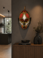 Sunfire Heritage Mask – African Beaded Wall Décor