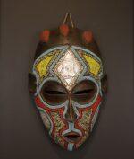 Celestial Heritage Mask – African Beaded Wall Décor
