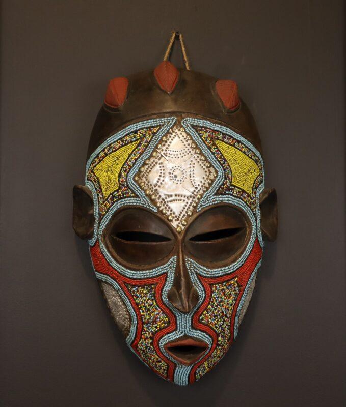 Celestial Heritage Mask – African Beaded Wall Décor dimensions guide
