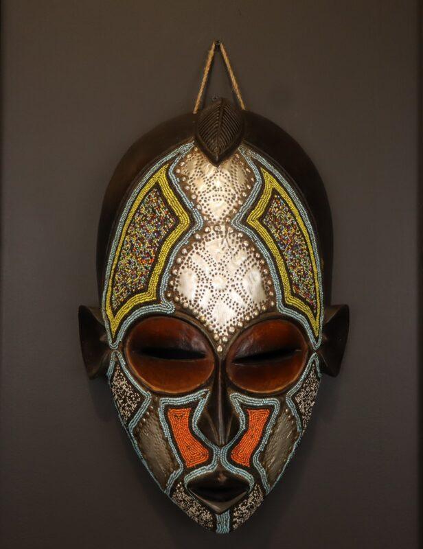 Moonlit Heritage Mask – African Beaded Wall Décor dimensions guide