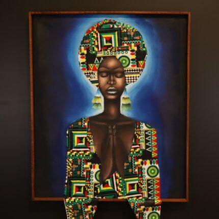 Prayer in Blue – African Woman Canvas Art