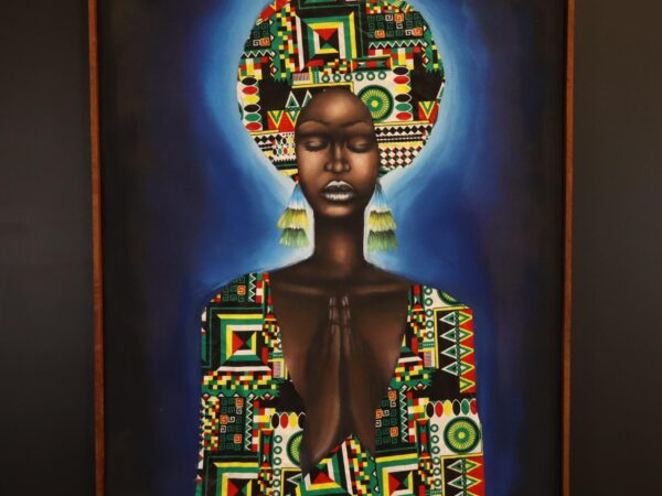 Prayer in Blue – African Woman Canvas Art